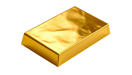 A rectangular bar of gleaming gold isolated against a stark black background, highly detailed
