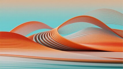 Abstract flowing orange and teal wave patterns with layered lines