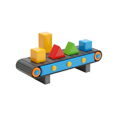 Colorful Wooden Blocks on Toy Conveyor.