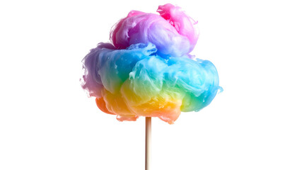 Close-up of colorful spun sugar on a stick against a black background