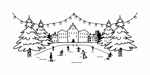 Snowy City Square New Year Celebration with Ice Rink © Isabella