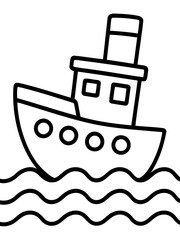 Fototapeta premium Sailboat on the Waves: A simple illustration of a sailboat gently navigates the water, the stylized waves and clean lines give a feeling of serenity and adventure.