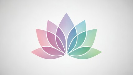 Modern Colorful Lotus Logo Design with Transparent Gradient Petals on White Background