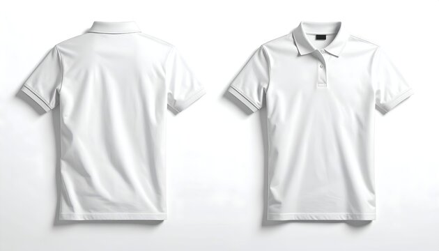 Blank polo shirt flat lay mockup top view isolated on white background. Perfect for catalogs, ecommerce, and corporate branding visual