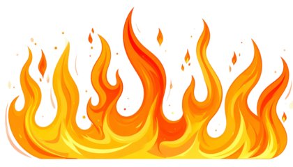 Cartoon illustration of flames with yellow, orange, and red hues