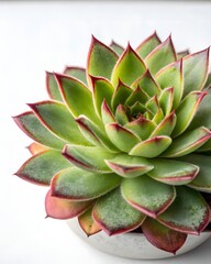 Fototapeta premium Vibrant succulent plant in white pot on clean white background