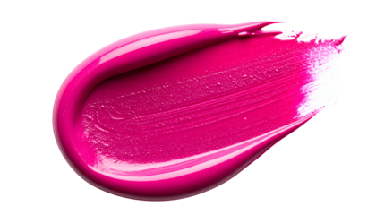 A vibrant, glossy fuchsia smear against a black backdrop, showcasing thick, smooth texture