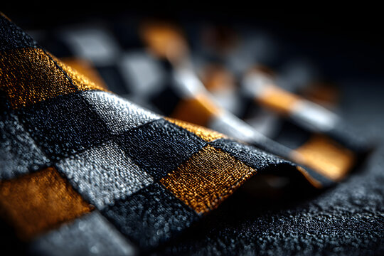 One racing checkered flag on black background
