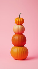 Three pumpkins stacked in color gradient. Halloween concept.
