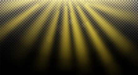 Golden Light Rays on Transparent Background