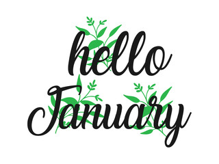 January letter with green leaves Vectors