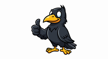 Friendly cartoon crow character giving a thumbs up gesture.