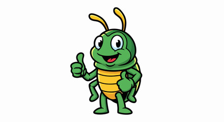 Friendly cartoon bug character giving thumbs up gesture.