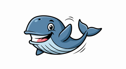Happy cartoon whale waving hello with a big smile.