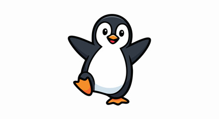 Cute cartoon penguin character with open arms and happy expression.