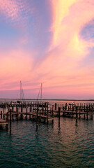 Fototapeta premium A 9:16 Portrait image of a spectacular sunrise in Bimini, Bahamas