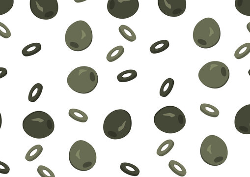 Mediterrane Oliven Illustration im minimalistischen Stil als PNG Datei auf transparentem Hintergrund