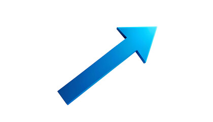 A glossy blue arrow pointing diagonally upwards against a black background
