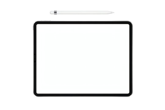 Sleek tablet with stylus ready for your creative design work or modern business presentation on its bright blank screen - Powered by Adobe