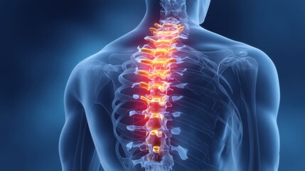 Lumbar Disc Pain Medical Concept with Lower Back Pain and Spine Anatomy Highlight