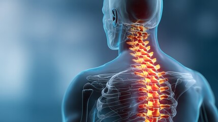 Lumbar Disc Pain Medical Concept with Lower Back Pain and Spine Anatomy Highlight