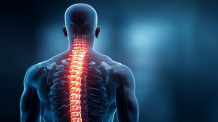 Lumbar Disc Pain Medical Concept with Lower Back Pain and Spine Anatomy Highlight