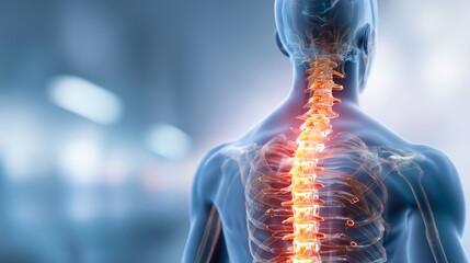 Lumbar Disc Pain Medical Concept with Lower Back Pain and Spine Anatomy Highlight