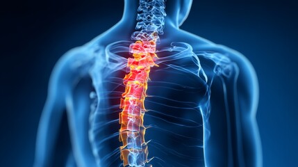 Lumbar Disc Pain Medical Concept with Lower Back Pain and Spine Anatomy Highlight