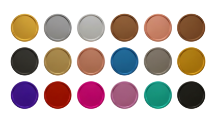 Vibrant collection of colorful coins or tokens perfect for game design asset or modern creative project with endless possibilities