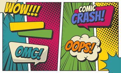 Comic funny pop art color background with text