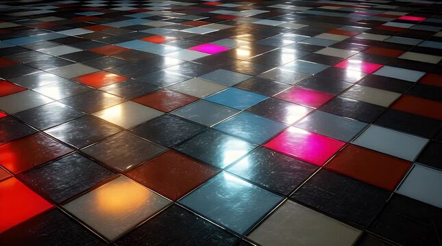 Abstract Colorful Retro Disco Dance Floor Lights Loop Video.