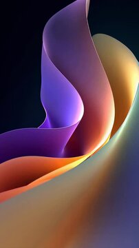 Luminous Gradient Silk Ribbons Twisting Through Shadow &ndash; Abstract 3D Flow of Color and Light
