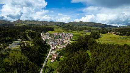 View of the Houses in the Mountains in the City of Cusco, Peru