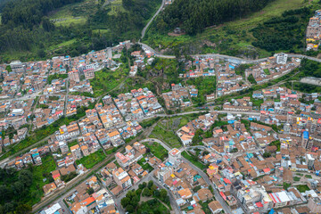 View of the Houses in the Mountains in the City of Cusco, Peru