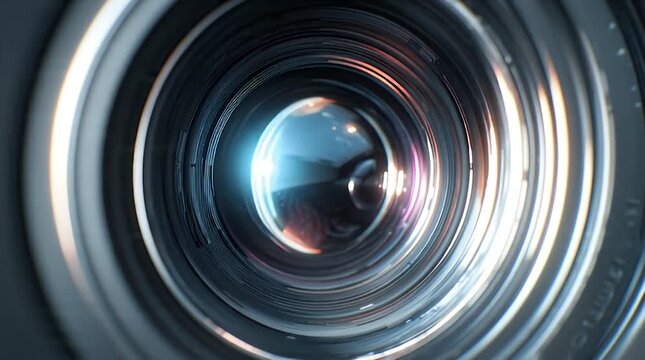 Abstract Macro Robotic Camera Lens Eye Zooming and Focusing Video.