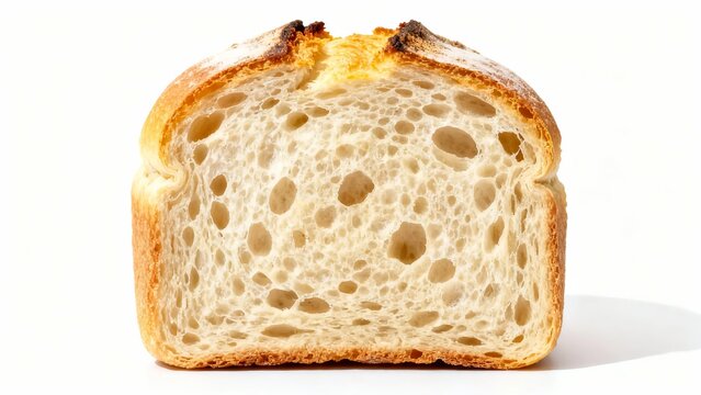 A sliced loaf of artisan bread with a golden crust and airy crumb structure - Powered by Adobe