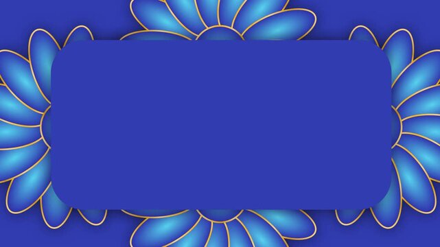 Abstract Blue Floral Border with Copy Space.