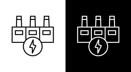 Power Plant Outline White Icon Set Design