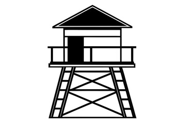 lifeguard tower  silhouette vector