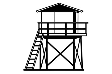 lifeguard tower  silhouette vector