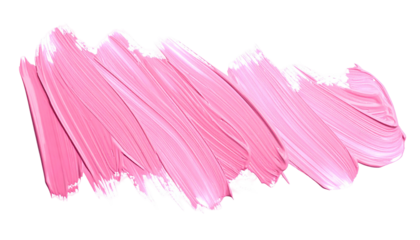 Isolated, thick brushstrokes of pale pink paint on a black background