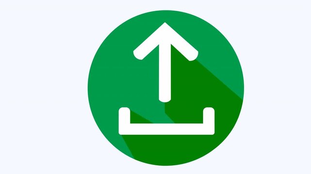 White upload icon in a green circle shape. White upload icon fits for web and app designs. Suitable for digital media projects such as websites, blogs, and social media.