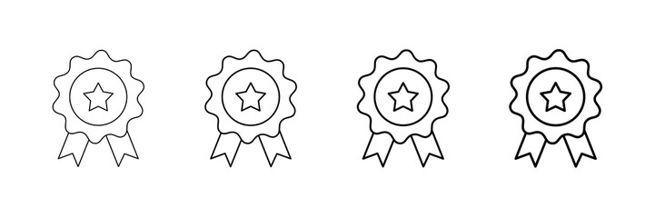 Excellence Medal Icons Vector Set In Different Stroke Line Style