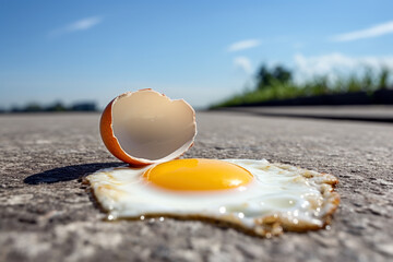 So hot you can fry and egg on the pavement, hot weather concept