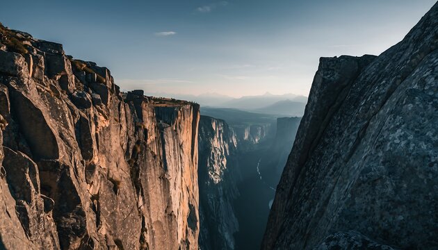 Majestic cliffside landscape with rugged rock formations and serene atmosphere.