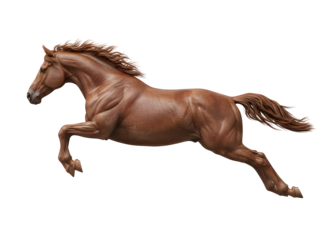 Running horse illustration with muscular details on transparent background