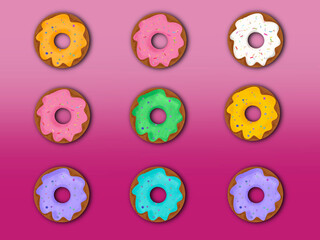 Obraz premium Fun Festive Donuts Pattern