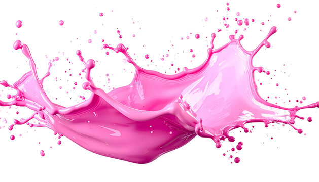 A splash of vibrant pink liquid, frozen in motion against a black backdrop, artistic and dynamic