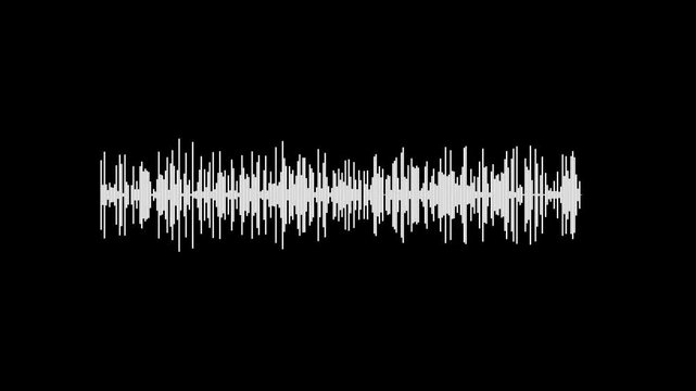 Abstract audio sound visualiser wave spectrum animation on black background. white line audio wave visualisation voice record effect for overlay. audio  sound wave spectrum concept, 4k stock video.