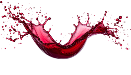 A dynamic splash of deep red liquid against a stark black background, showcasing movement